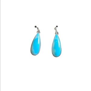 Blue Cloud Teardrop Silver Tone Earrings